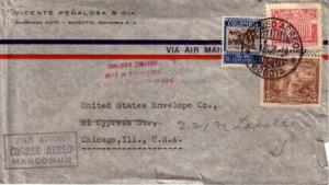 Colombia, Airmail, Auxiliary Markings, Illinois