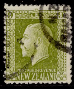 NEW ZEALAND GV SG429c, 9d yellowish olive, USED. Cat £24.