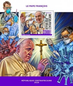 Central Africa - 2020 Pope Francis - Stamp Souvenir Sheet - CA200502b