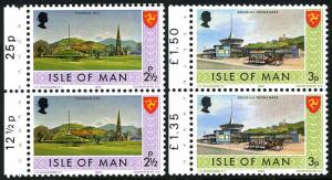 Isle of Man 16a-17a booklet panes of 2, MNH. Tynwald Hill,Douglas Promenade,1973