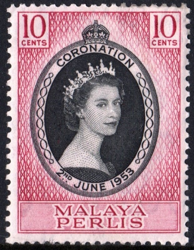 Malaya Perlis SC#28 10¢ Coronation of Queen Elizabeth II (1953) MH