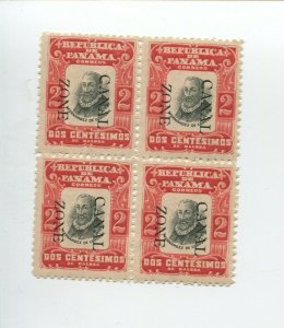Canal Zone 23 Mint Block of 4 Stamps Strong Overprint on Gum Var NH (CZSG 23.7)