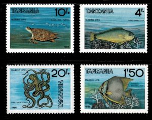 Tanzania 1986 - Marine Life, Fish, Turtle, Octopus - Set of 4v - 328-31 - MNH