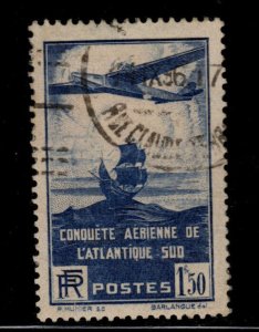 FRANCE Scott C16 Used 1936 Airplane over Galleon Airmail stamp