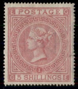 GREAT BRITAIN # 57, 5sh rose, og, hinged, small edge slit, rare, Scott $11,000.