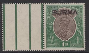 BURMA SG13 1937 1r CHOCOLATE & GREEN MNH