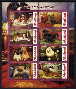 MALAWI - 2012 - Dogs on Paintings - Perf 8v Sheet - MNH - Private Issue