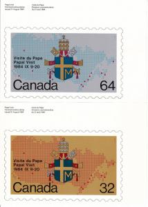 Canada  Papal Visit Maxi cards, unused