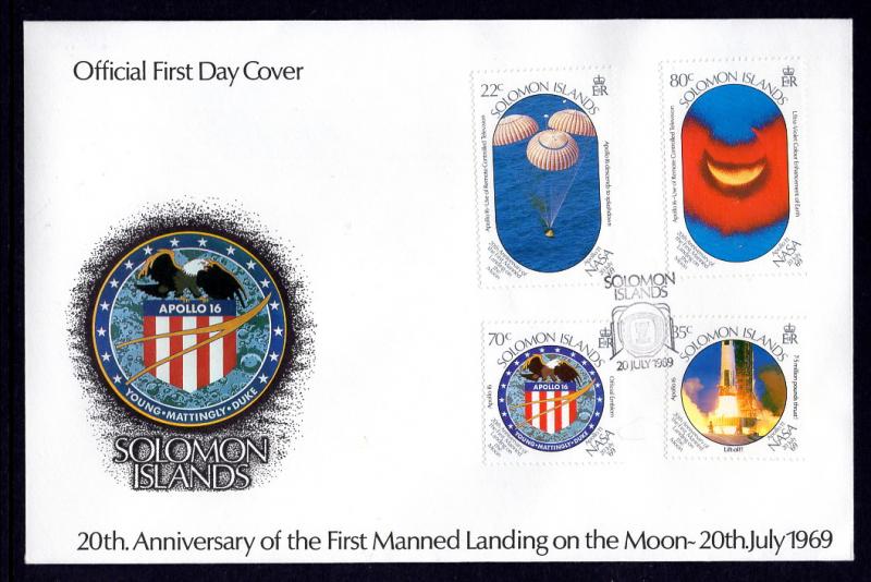 Solomon Islands 643-646 Anniversary Moon Landing U/A FDC