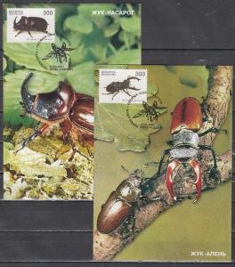 Belarus, Scott cat. 385 A-B. Insects Postal Cards as Maximum Cards. ^