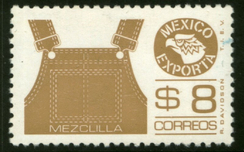 MEXICO Exporta 1123a $8P Overalls Perf 11 Fluor Paper 7 MINT, NH. VF.