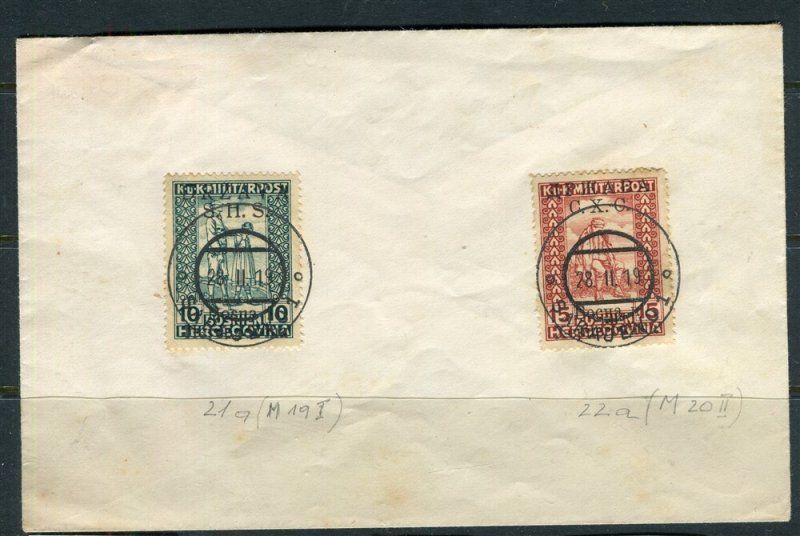 JUGOSLAVIA; 1919 Scarce SHS & CXC values on early POSTAL Envelope fine item