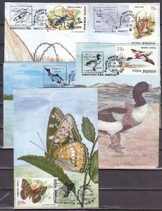 Romania, OCT/93 issue. B/fly, Fish, ETC on 6 Max. Cards. #1.