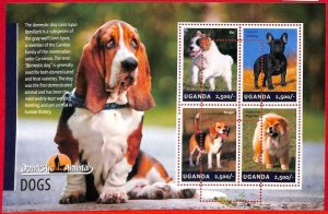 A3167- UGANDA, ERROR MISSPERF Miniature sheet: 2014 French Bulldog, Beagle, Dogs