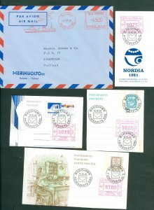 Finland. Lot. Cover Airmail 1960 Meter + Cuts Meter + Imprinted Stamp 1980s.