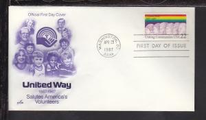 US United Way 1987 Artcraft U/A FDC BIN