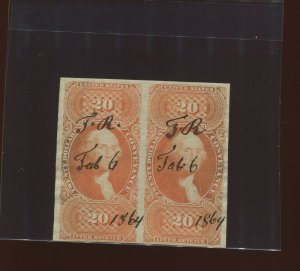 Scott R98a Conveyance Imperf Revenue Pair of 2 Stamps (Stock #R98-2)