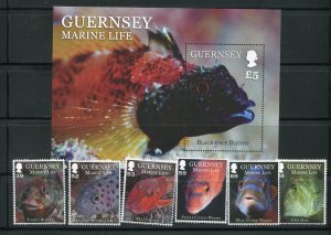 Guernsey 1194-1200 Marine Life Stamp Set With Sheet MNH 2013