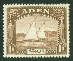 SG 9 Aden 1937 1r brown. Fine mounted mint CAT £60