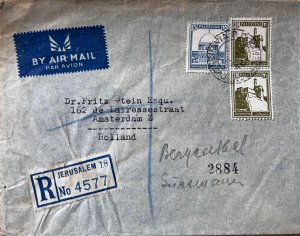PALESTINE - BRITISH MANDATE. Postal History. Jerusalem to Amsterdam. Certific.-