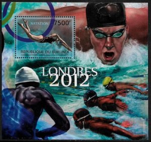 Burundi #1184 MNH Souvenir Sheet - 2012 Summer Olympics - Swimming