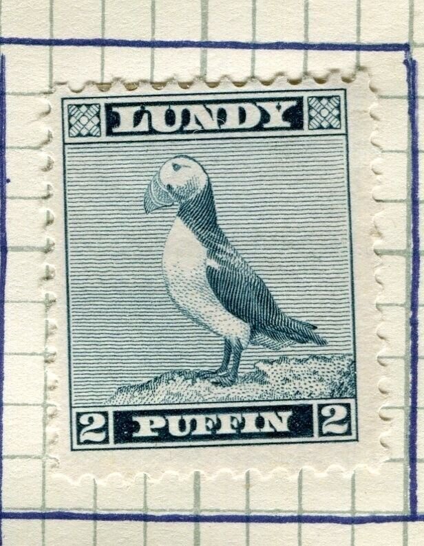 BRITAIN LUNDY; 1939 early Puffin Local issue fine Mint hinged 2p. value