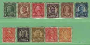 $US Sc#581-591 M/H/F-VF, complete set, perf 10, Cv. $176.75