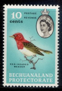 BECHUANALAND PROTECTORATE QEII SG174, 10c red, yellow, sepia/turq-green NH MINT.