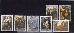 CAMBODIA 1985 PAINTINGS SET OF 7 STAMPS MNH