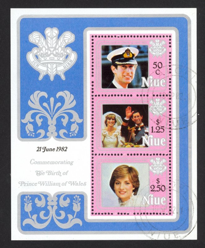 Niue Sc# 359Ea SG# MS468 Used Souvenir Sheet 1982 Birth of William #2