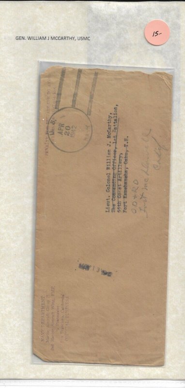 1942 2nd Marine Aircraft Wing to Gen William McCarthy, USMC (52094)