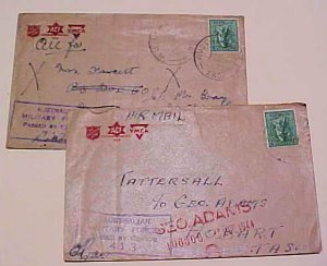 AUSTRALIA  SALVATION ARMY PO #230 DARWIN NT 1944 & #238 ADELAIDE RIVER 1944