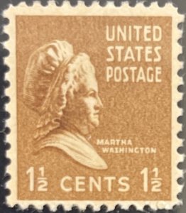 Scott #805 1938 1½¢ Presidential Series Martha Washington unused hinged