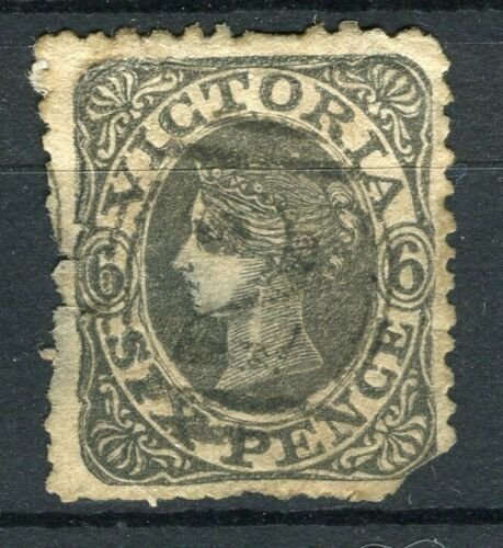 AUSTRALIA; VICTORIA 1862 classic early Perf QV issue used 6d. value 