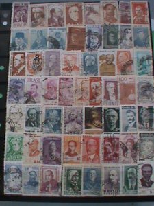 ​BRAZIL STAMPS: VERY OLD LARGE 56 DIFFERENT PICTORIAL BRAZIL USED STAMPS #BR-G