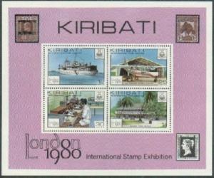 Kiribati 352-355,355a sheet,MNH.Michel 349-352,Bl.7. LONDON-1980.Ship,Plane.