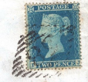 GB IRELAND SG.19 Cover *58* Numeral Banbridge Co Down 2d Blue Glasgow 1854 G155b