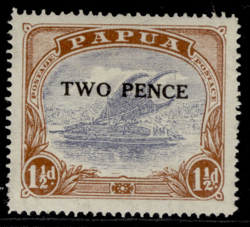 AUSTRALIA - Papua GV SG122a, 2d on 1½d bright blue & brt brown, M MINT. Cat £28.