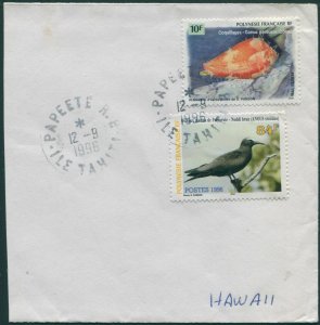 French Polynesia 1996 SG749-757 10f Shell and 84f Bird on piece FU