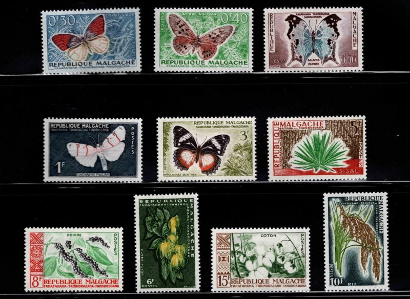 Madagascar Malagasy Scott 306-315  MH*  1960 Nature stamp set