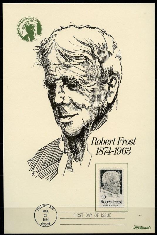 US 1974 ROBERT FROST  FLEETWOOD POSTAL PEOPLE FIRST DAY PRESENTATION CARD
