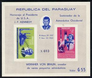 Paraguay 1967 Kennedy & Space Anniversary imperf m/sh...