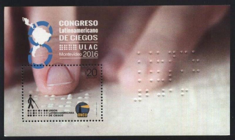 URUGUAY 2016,MEDICIN,BLIND CONGRES ULAC,BRAILLE,SPEC WRITING,S/S,YV BL111,MNH