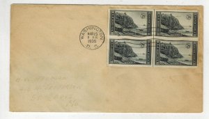 1935 NATIONAL PARKS IMPERFORATE CENTER LINE BLOCK OF 4 762 BAR HARBOR ACADIA