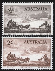 AUSTRALIA F-VF/NH Sc 281-2 - Complete 1955 Pioneers Set - P.O. Fresh