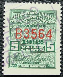 US #16T81, Used Single, Telegraph, SCV $.25 L3