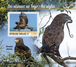 TOGO - 2020 - Birds of Togo, Eagles - Perf Souv Sheet  - Mint Never Hinged