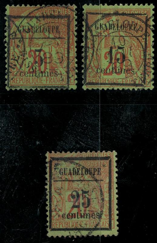 Guadeloupe 1889 SC 3-5 Used SCV $60.00 Set