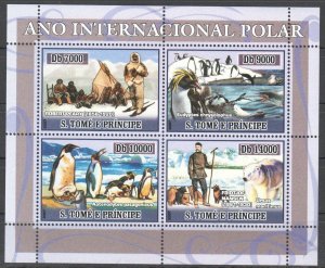 O0062 2007 Sao Tome & Principe Penguins Dogs Bears Fauna Polar Year Kb Mnh