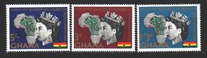 Ghana. 1961. 109-11. Queen of England visit to Ghana. MNH.